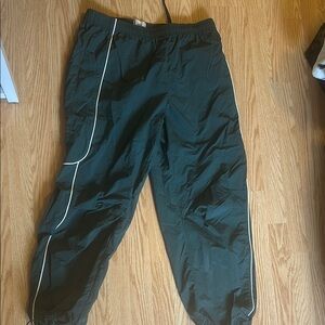 Green Track Pants with White Trim